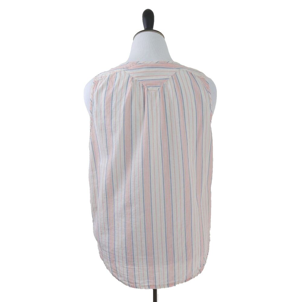 Lucky Brand Size L Top Lightweight Cotton Striped Blue Peach - Picture 5 of 10